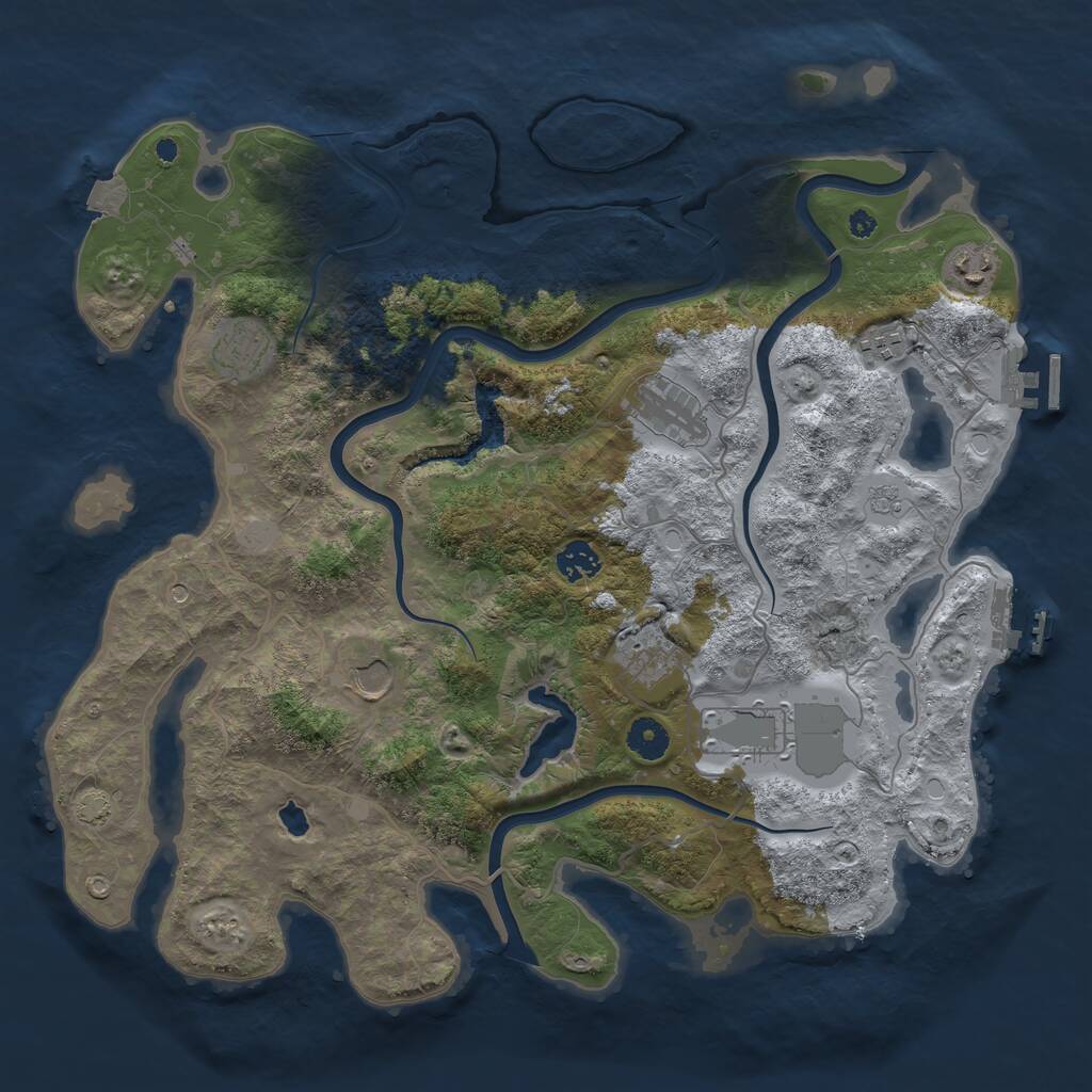 Rust Map: Procedural Map, Size: 4000, Seed: 1489294058, 14 Monuments