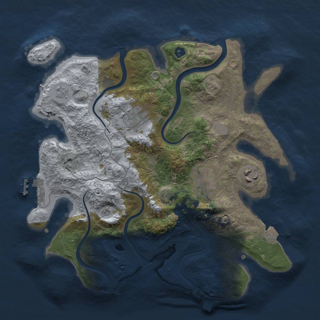 Rust Map: Procedural Map, Size: 3000, Seed: 87121, 8 Monuments