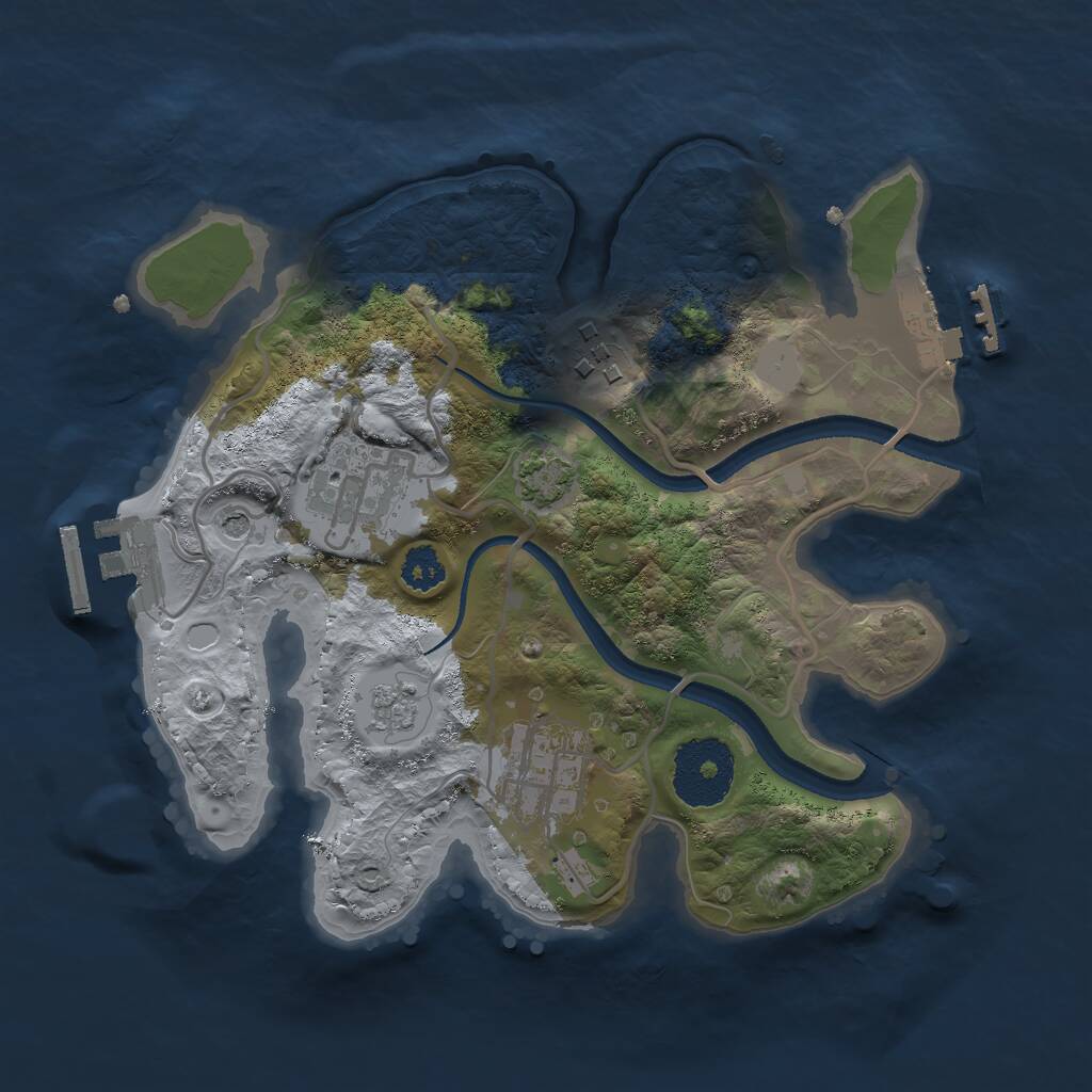 Rust Map: Procedural Map, Size: 2500, Seed: 21211, 9 Monuments