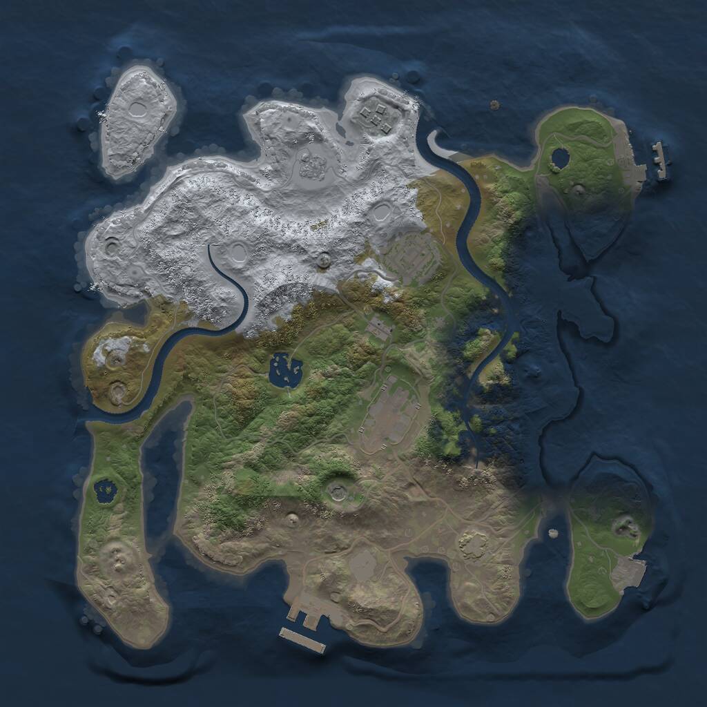 Rust Map: Procedural Map, Size: 3000, Seed: 748826421, 10 Monuments