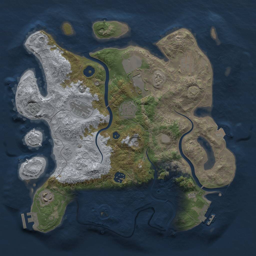 Rust Map: Procedural Map, Size: 3500, Seed: 250897913, 13 Monuments