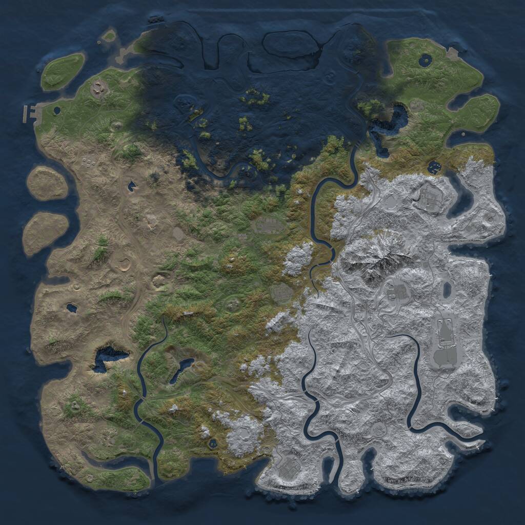Rust Map: Procedural Map, Size: 6000, Seed: 647661214, 17 Monuments