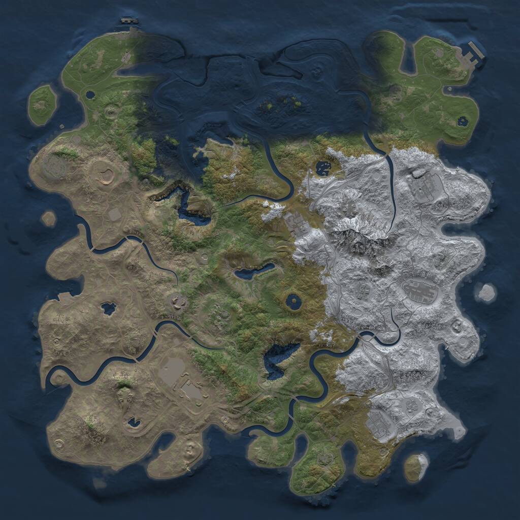 Rust Map: Procedural Map, Size: 5000, Seed: 384036152, 17 Monuments