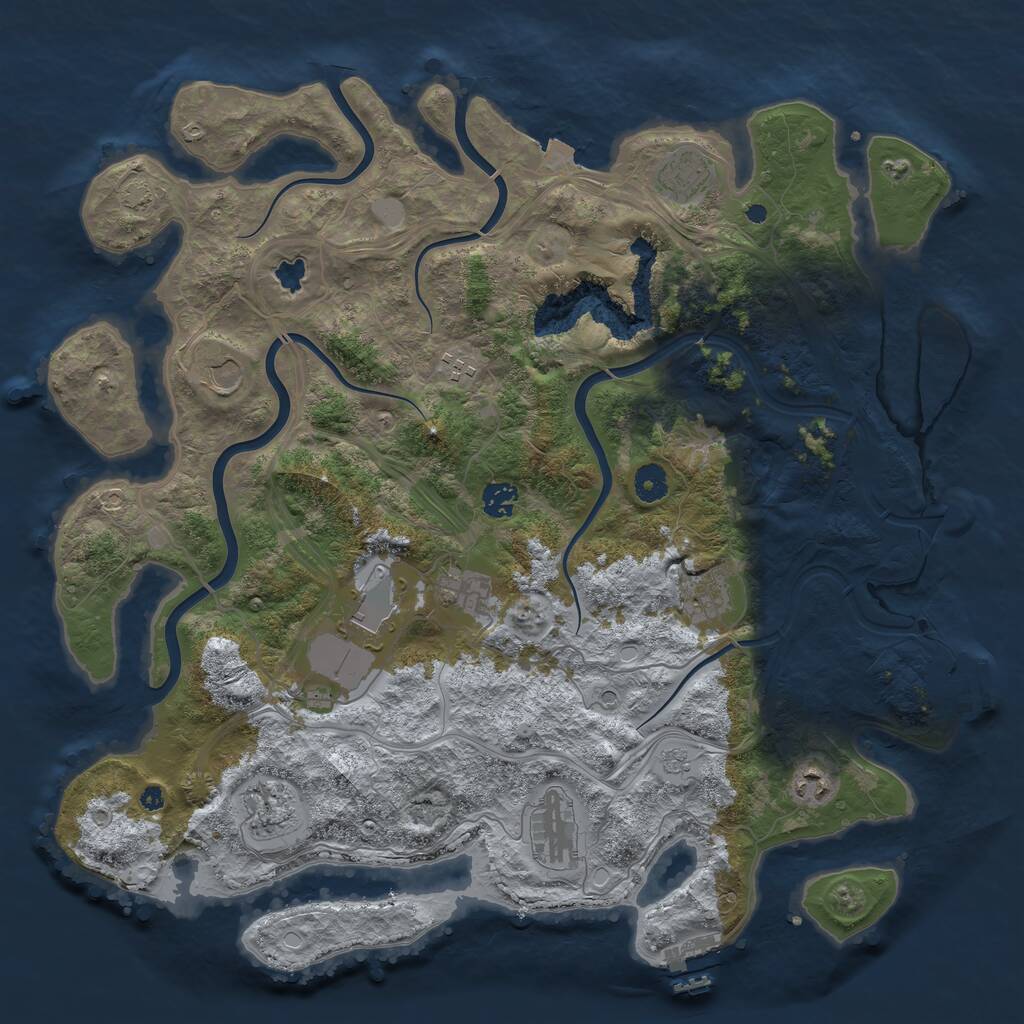 Rust Map: Procedural Map, Size: 4250, Seed: 77422409, 16 Monuments