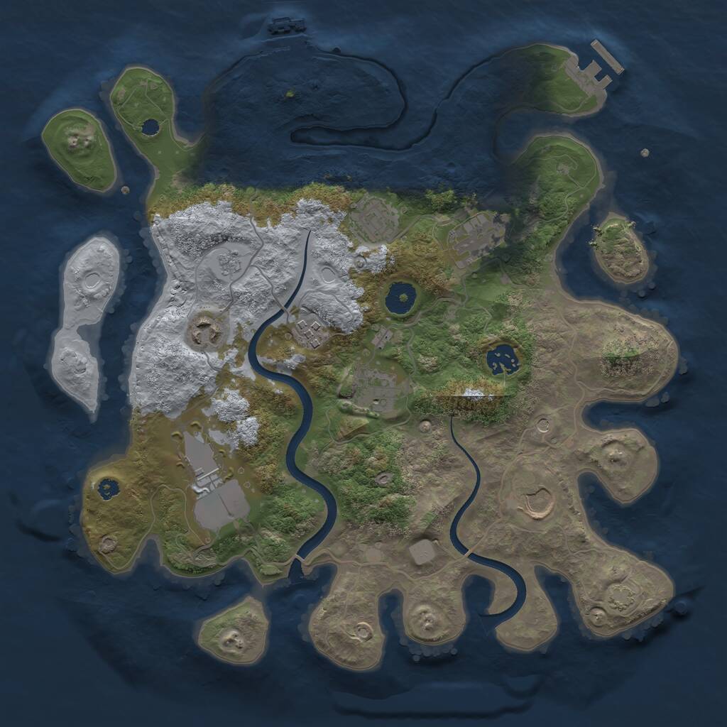 Rust Map: Procedural Map, Size: 3500, Seed: 1181096276, 14 Monuments