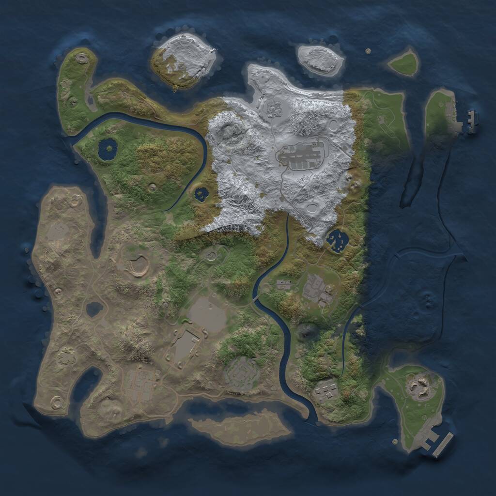 Rust Map: Procedural Map, Size: 3500, Seed: 1566983296, 15 Monuments