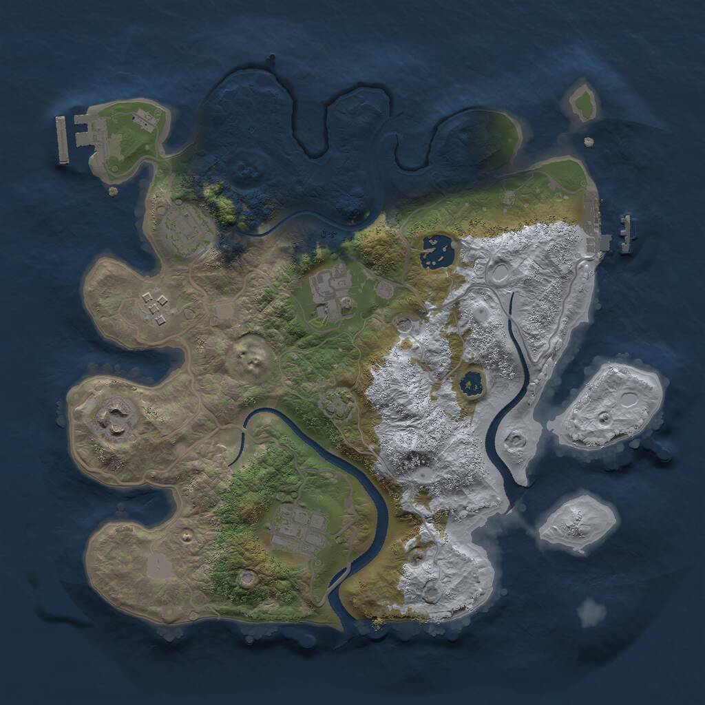 Rust Map: Procedural Map, Size: 3000, Seed: 43573, 11 Monuments