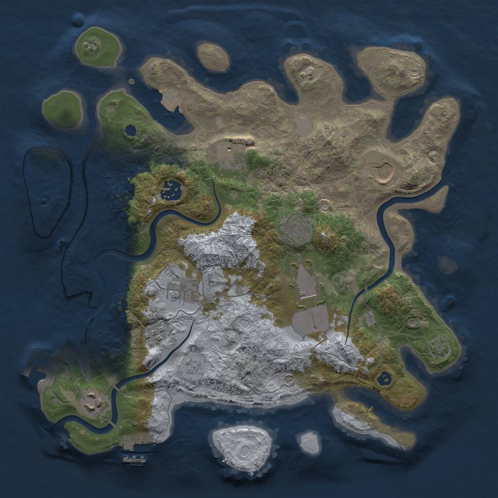 Rust Map: Procedural Map, Size: 3500, Seed: 2982260, 14 Monuments
