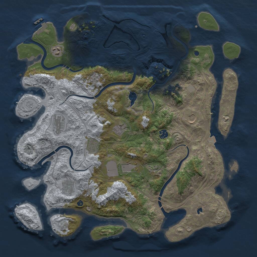 Rust Map: Procedural Map, Size: 4250, Seed: 1049026140, 16 Monuments