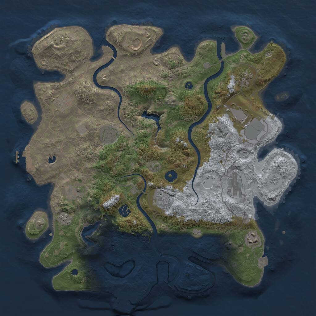 Rust Map: Procedural Map, Size: 4000, Seed: 861143694, 17 Monuments