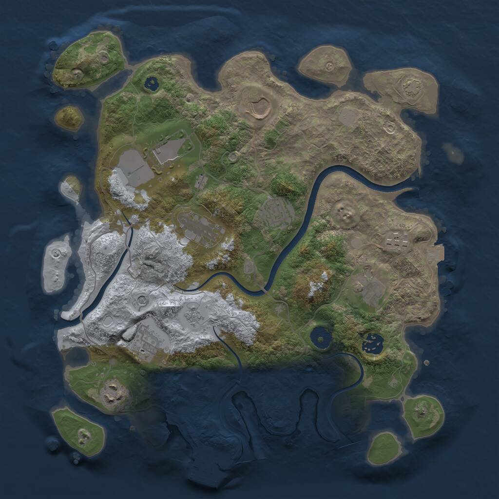 Rust Map: Procedural Map, Size: 3500, Seed: 20586953, 14 Monuments