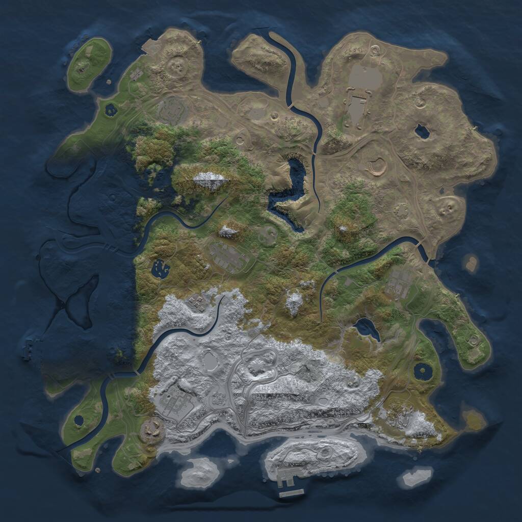 Rust Map: Procedural Map, Size: 4250, Seed: 1944736465, 16 Monuments