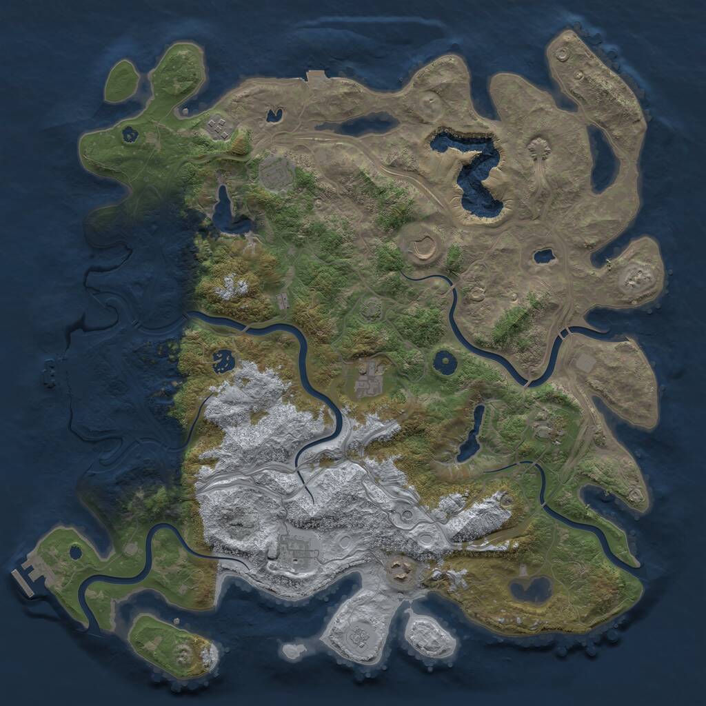 Rust Map: Procedural Map, Size: 4500, Seed: 102073370, 14 Monuments