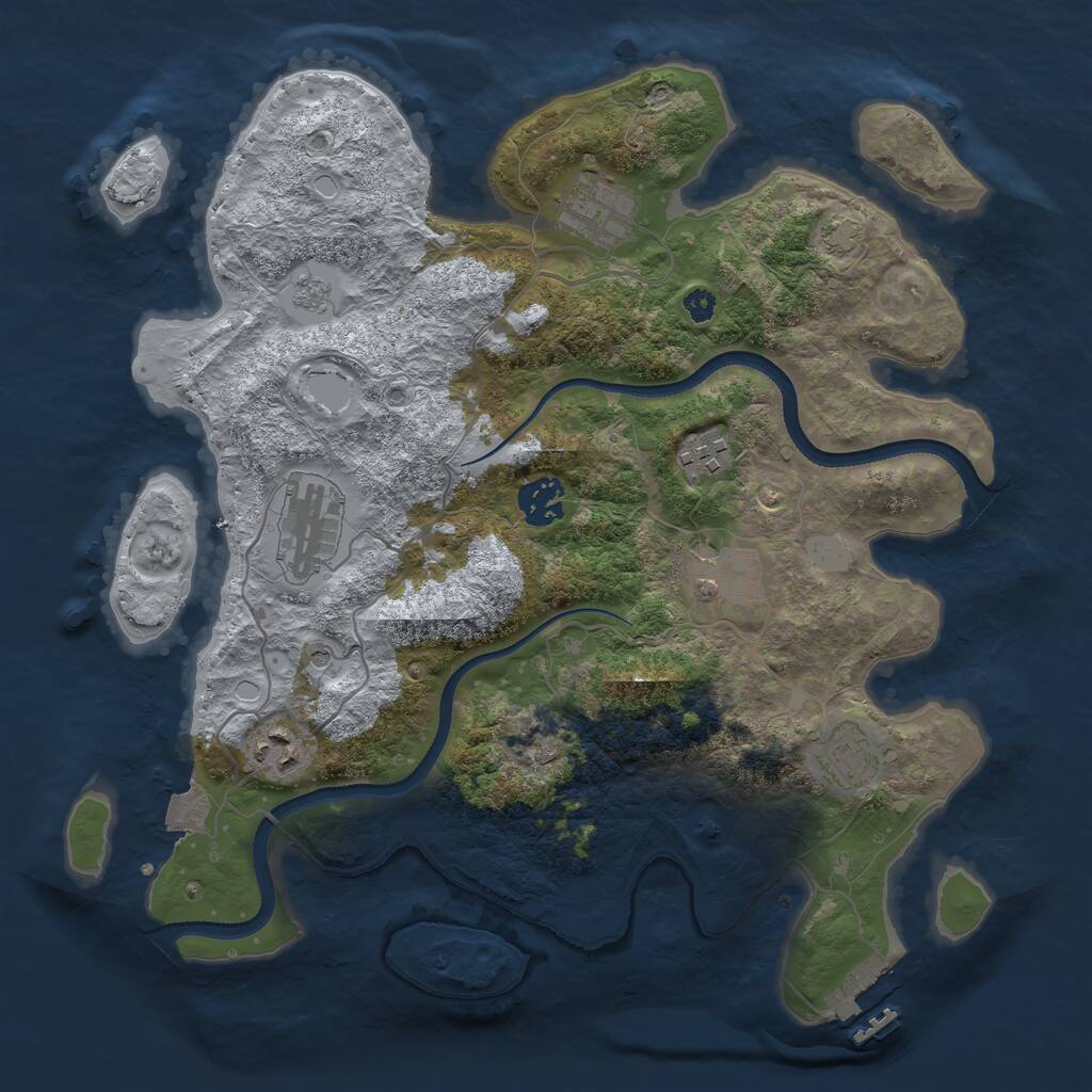 Rust Map: Procedural Map, Size: 3400, Seed: 670487066, 12 Monuments