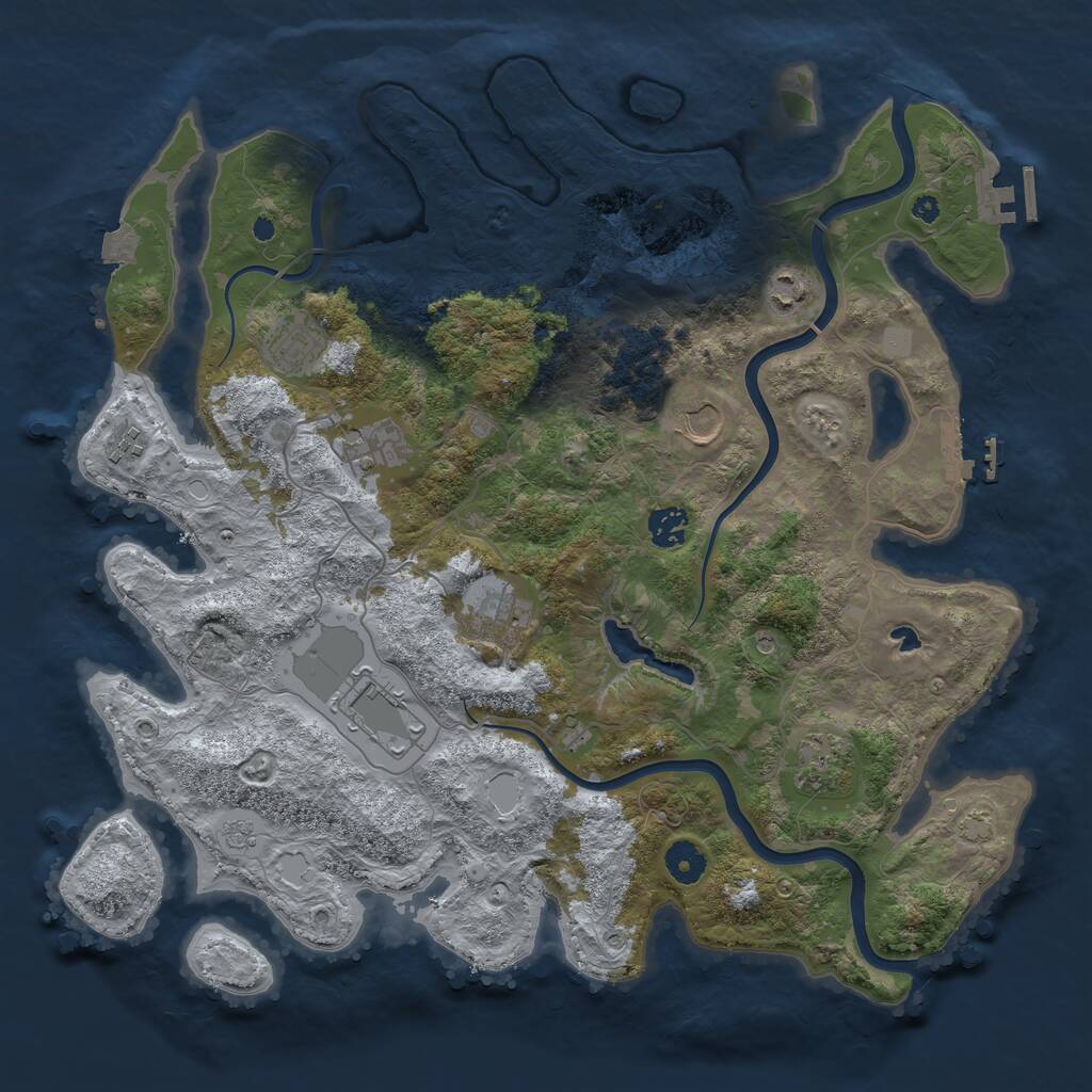 Rust Map: Procedural Map, Size: 4000, Seed: 55387, 15 Monuments