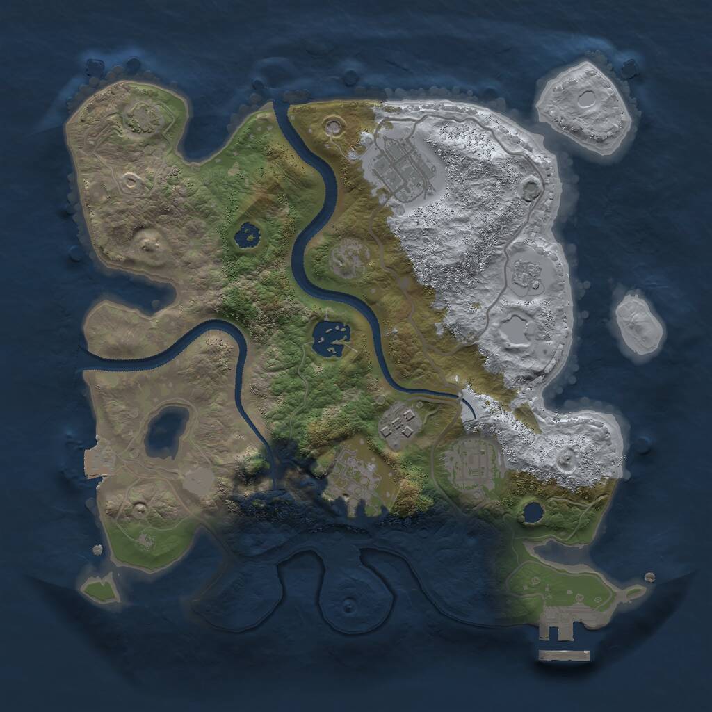 Rust Map: Procedural Map, Size: 2800, Seed: 1022427989, 9 Monuments