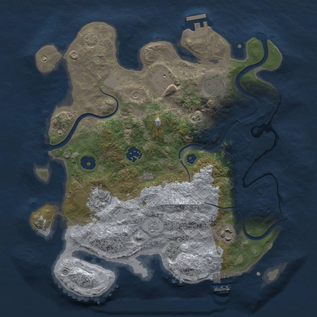 Rust Map: Procedural Map, Size: 3250, Seed: 23061998, 12 Monuments