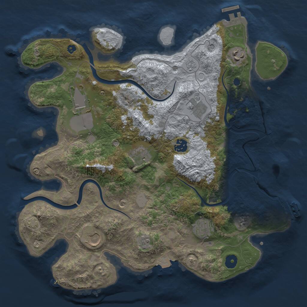 Rust Map: Procedural Map, Size: 3500, Seed: 1382667809, 14 Monuments