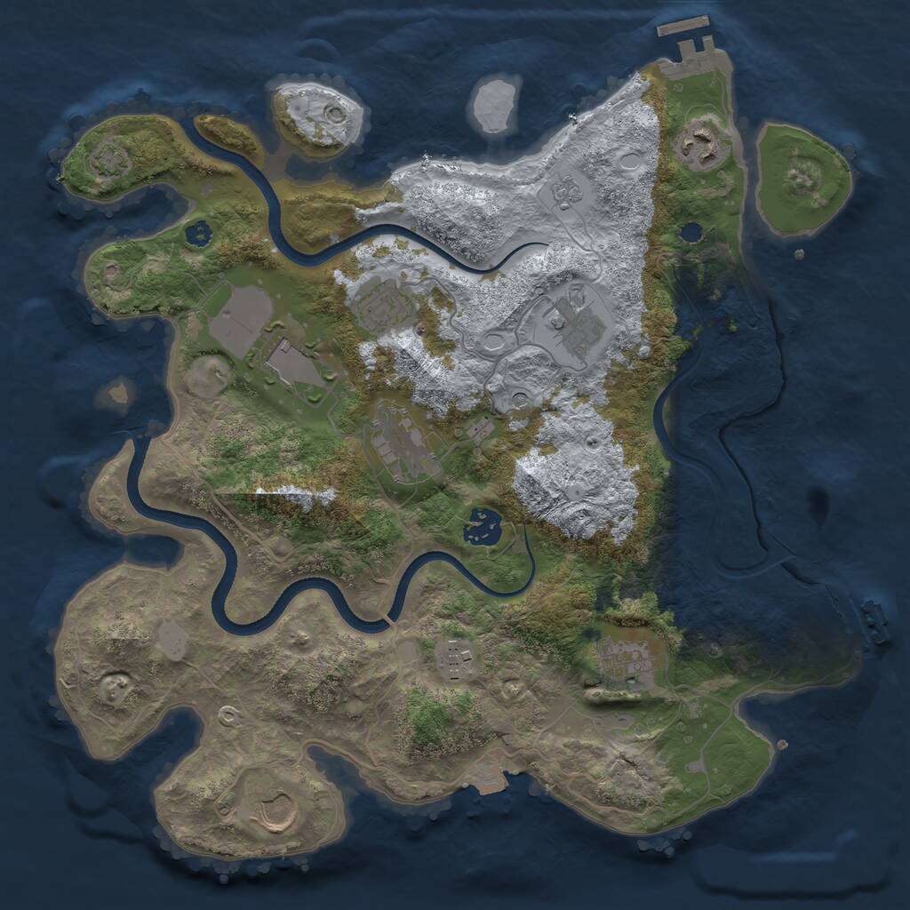 Rust Map: Procedural Map, Size: 3500, Seed: 1382667809, 15 Monuments