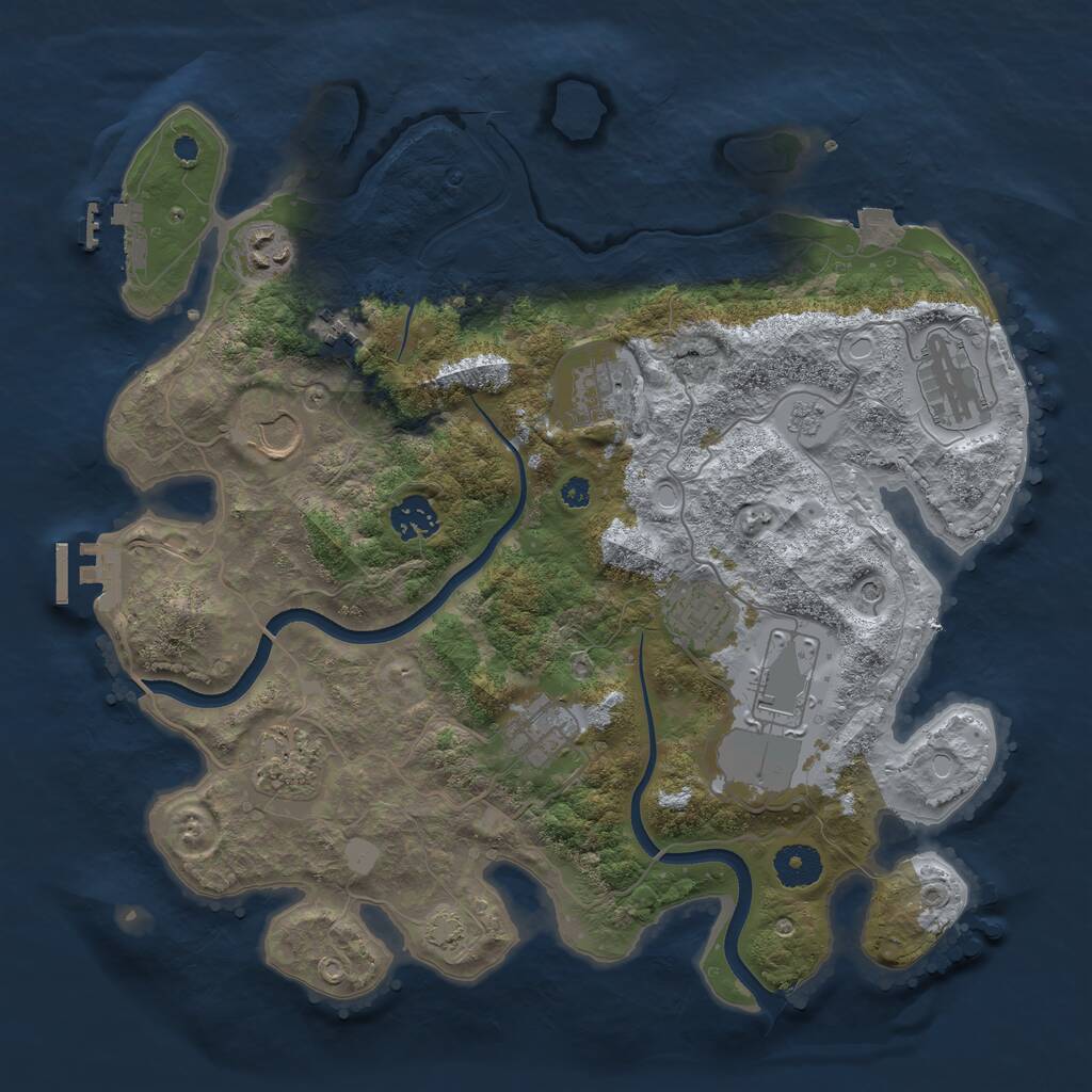Rust Map: Procedural Map, Size: 3600, Seed: 6756, 16 Monuments