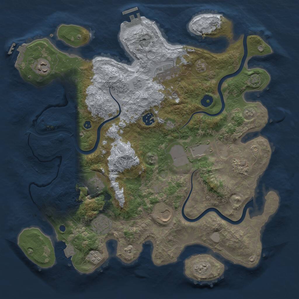 Rust Map: Procedural Map, Size: 3750, Seed: 1841535308, 15 Monuments