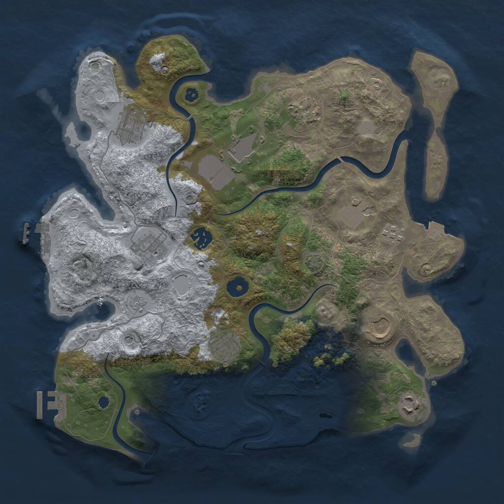 Rust Map: Procedural Map, Size: 3650, Seed: 133333332, 16 Monuments