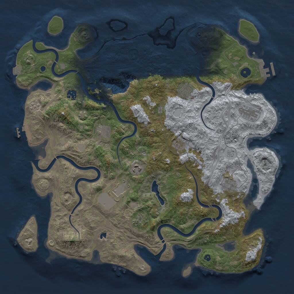 Rust Map: Procedural Map, Size: 4450, Seed: 440052954, 16 Monuments