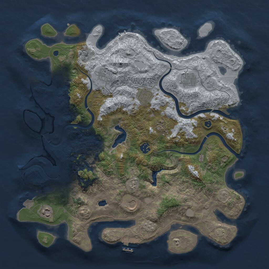 Rust Map: Procedural Map, Size: 4000, Seed: 1361482271, 13 Monuments