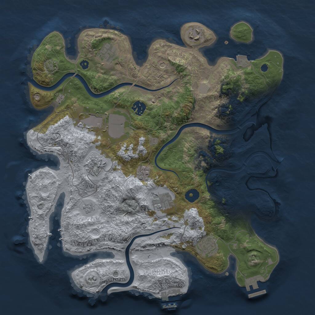 Rust Map: Procedural Map, Size: 3500, Seed: 341196194, 14 Monuments