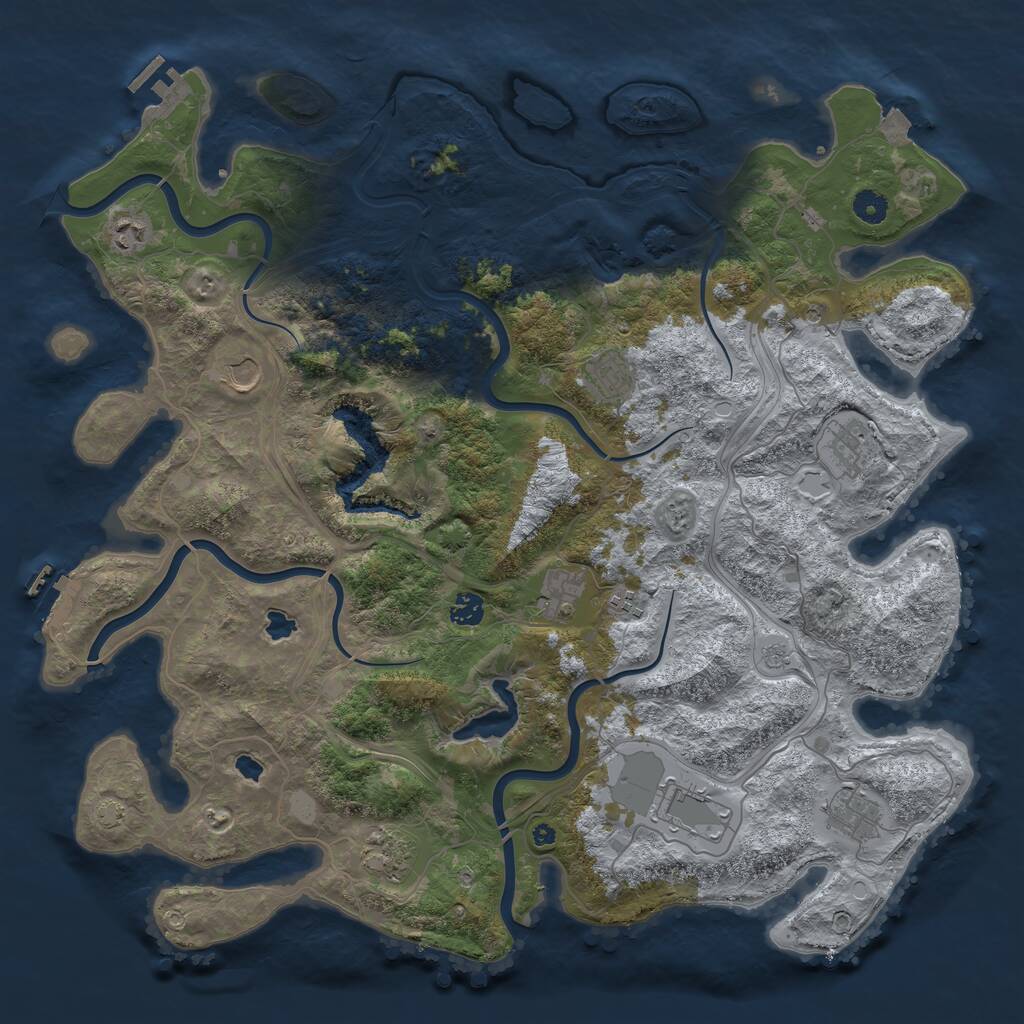 Rust Map: Procedural Map, Size: 4500, Seed: 727249440, 16 Monuments