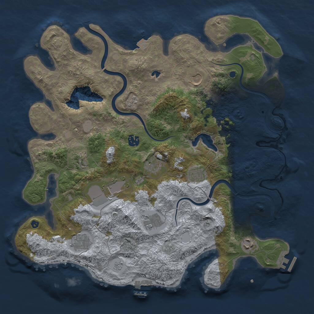 Rust Map: Procedural Map, Size: 4000, Seed: 998182, 16 Monuments