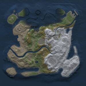 Thumbnail Rust Map: Procedural Map, Size: 3000, Seed: 1851253750, 9 Monuments