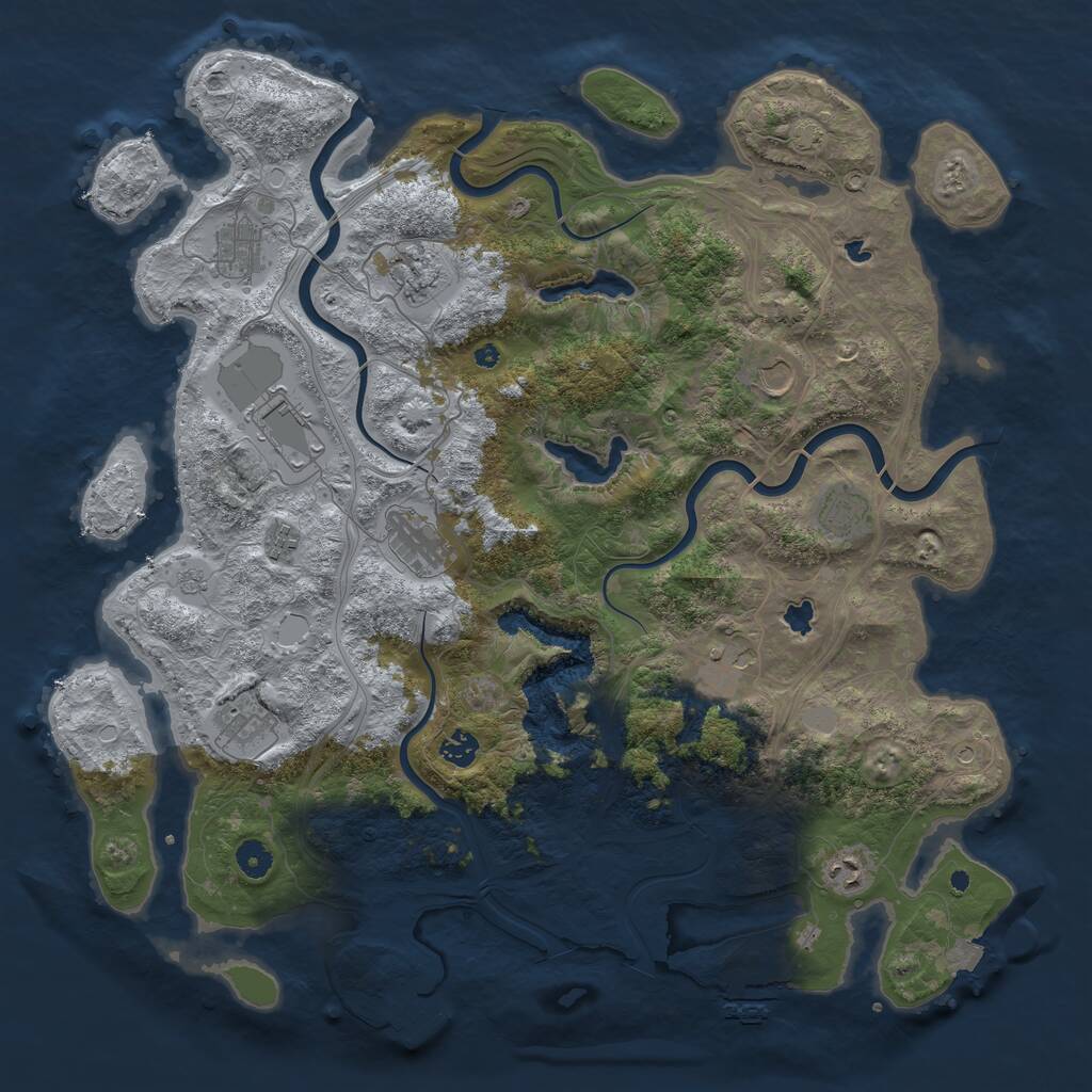 Rust Map: Procedural Map, Size: 4500, Seed: 796529195, 17 Monuments