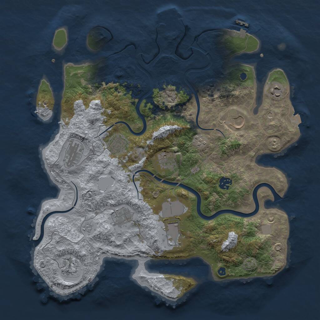 Rust Map: Procedural Map, Size: 3800, Seed: 493020020, 16 Monuments