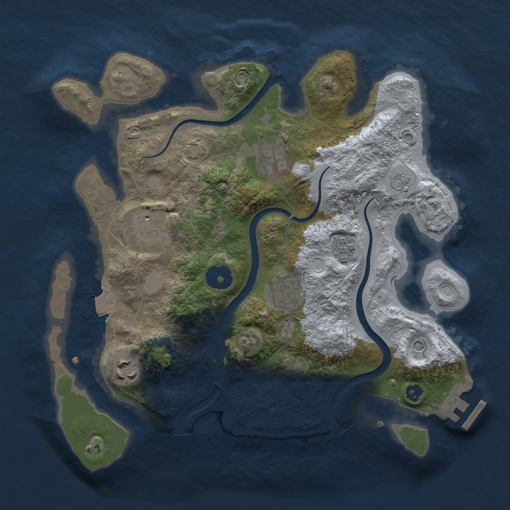 Rust Map: Procedural Map, Size: 3000, Seed: 77521, 10 Monuments