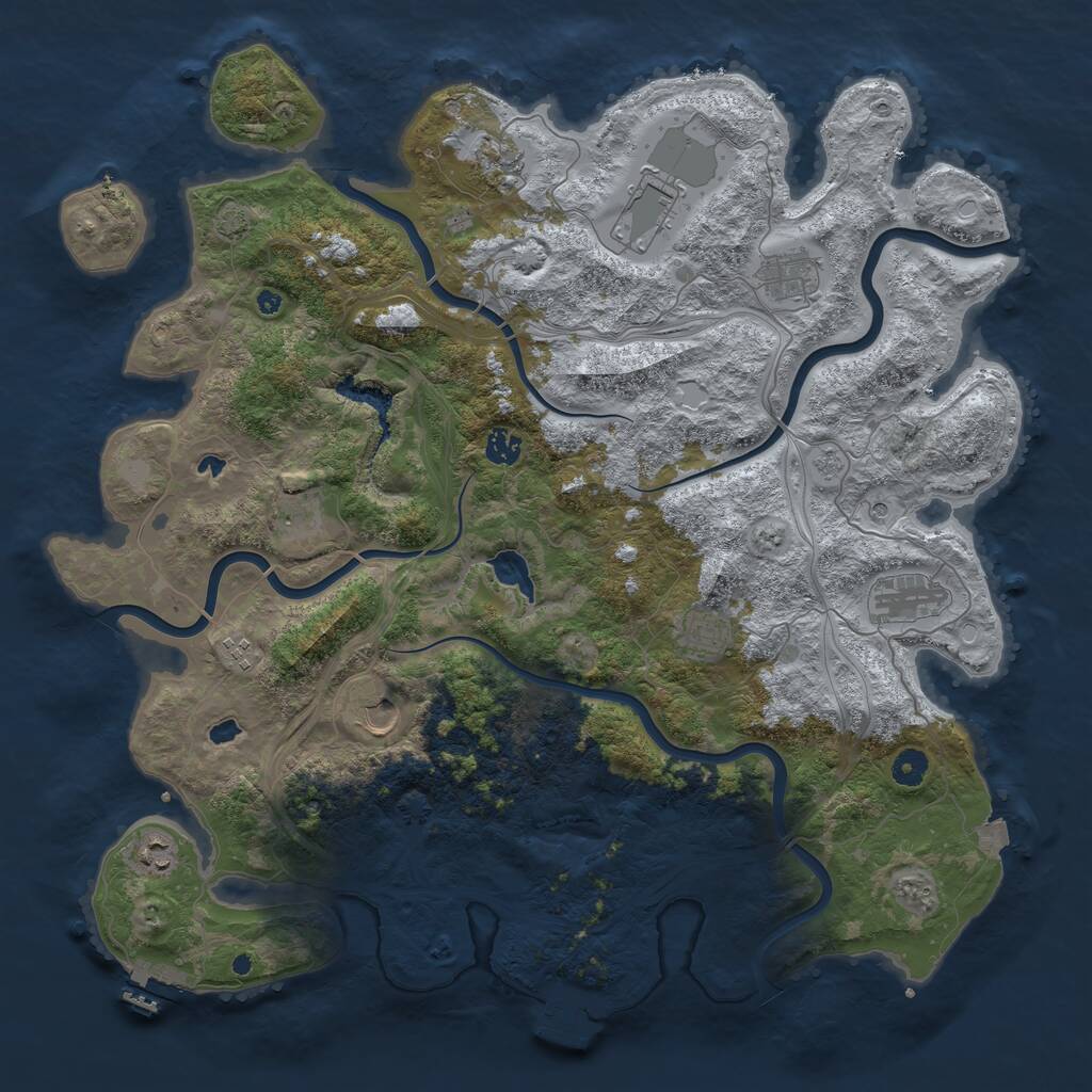 Rust Map: Procedural Map, Size: 4500, Seed: 15232, 16 Monuments