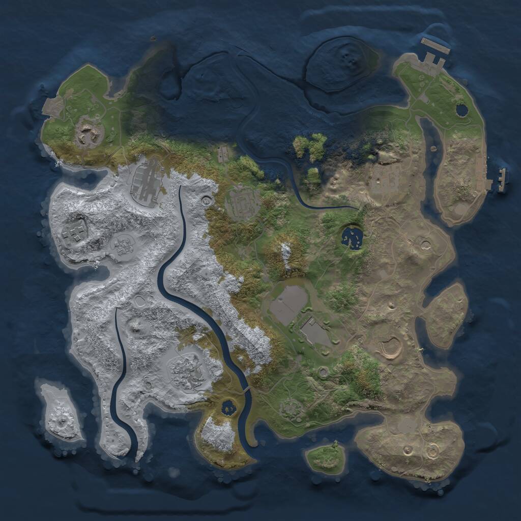 Rust Map: Procedural Map, Size: 3500, Seed: 803565713, 15 Monuments