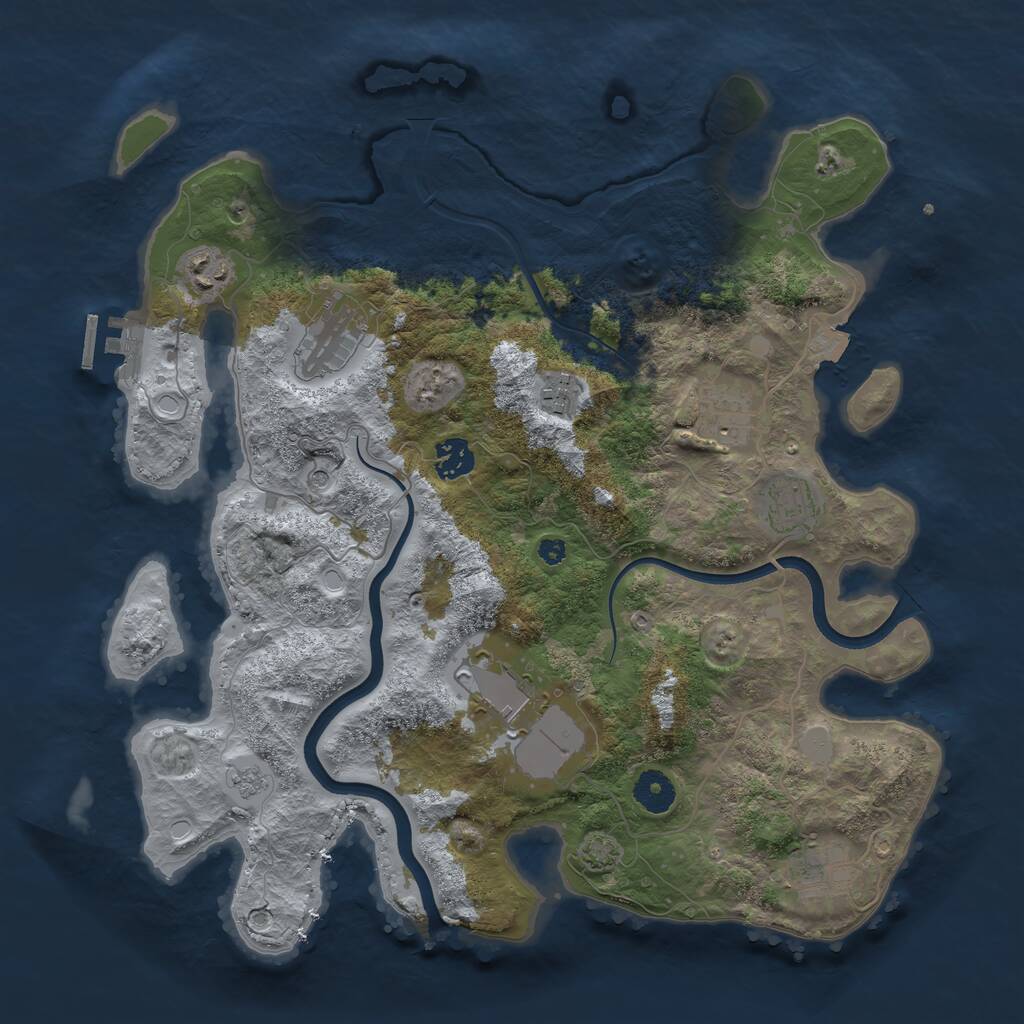 Rust Map: Procedural Map, Size: 3750, Seed: 1538492649, 13 Monuments