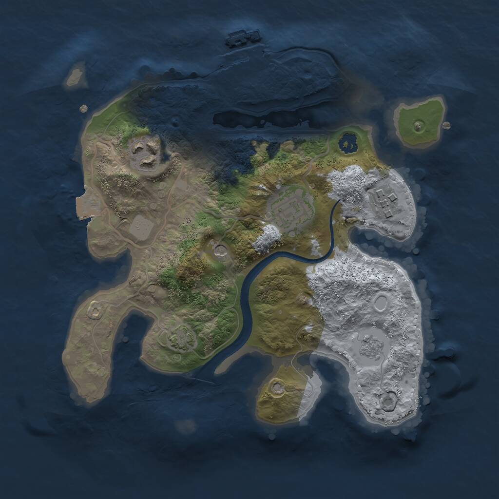 Rust Map: Procedural Map, Size: 2500, Seed: 2137240579, 8 Monuments