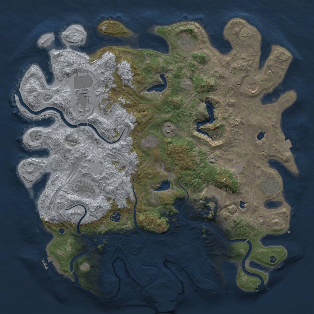 Rust Map: Procedural Map, Size: 4500, Seed: 275053356, 17 Monuments