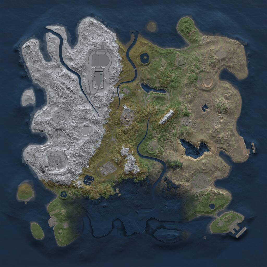 Rust Map: Procedural Map, Size: 4000, Seed: 1387202597, 14 Monuments