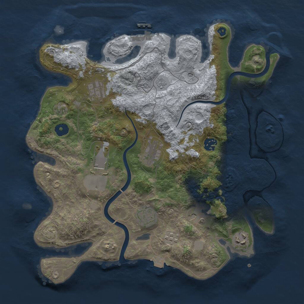 Rust Map: Procedural Map, Size: 3500, Seed: 548058848, 13 Monuments