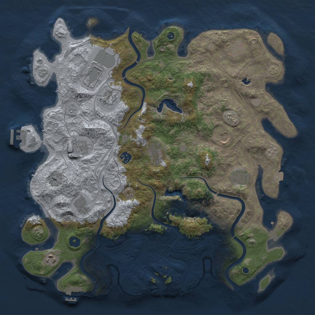 Rust Map: Procedural Map, Size: 4250, Seed: 1246159623, 17 Monuments