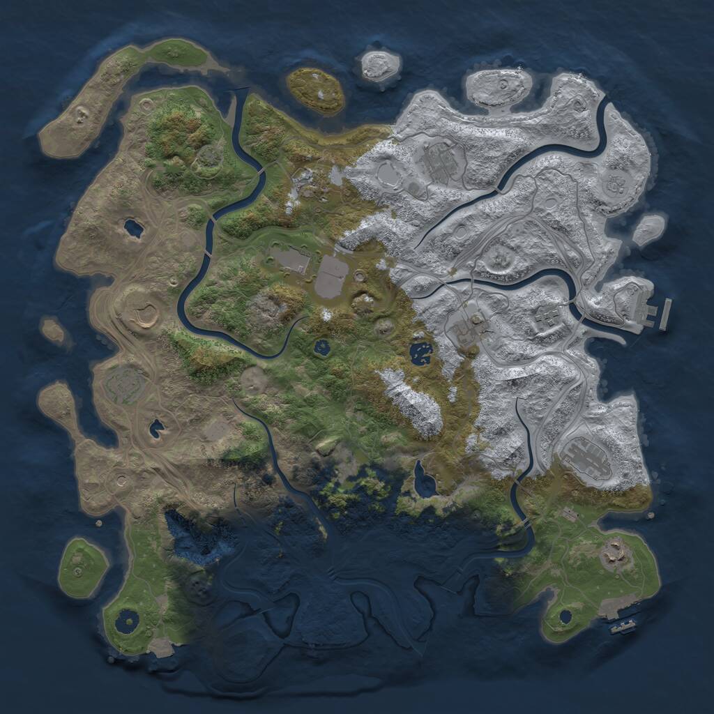Rust Map: Procedural Map, Size: 4500, Seed: 906774478, 17 Monuments