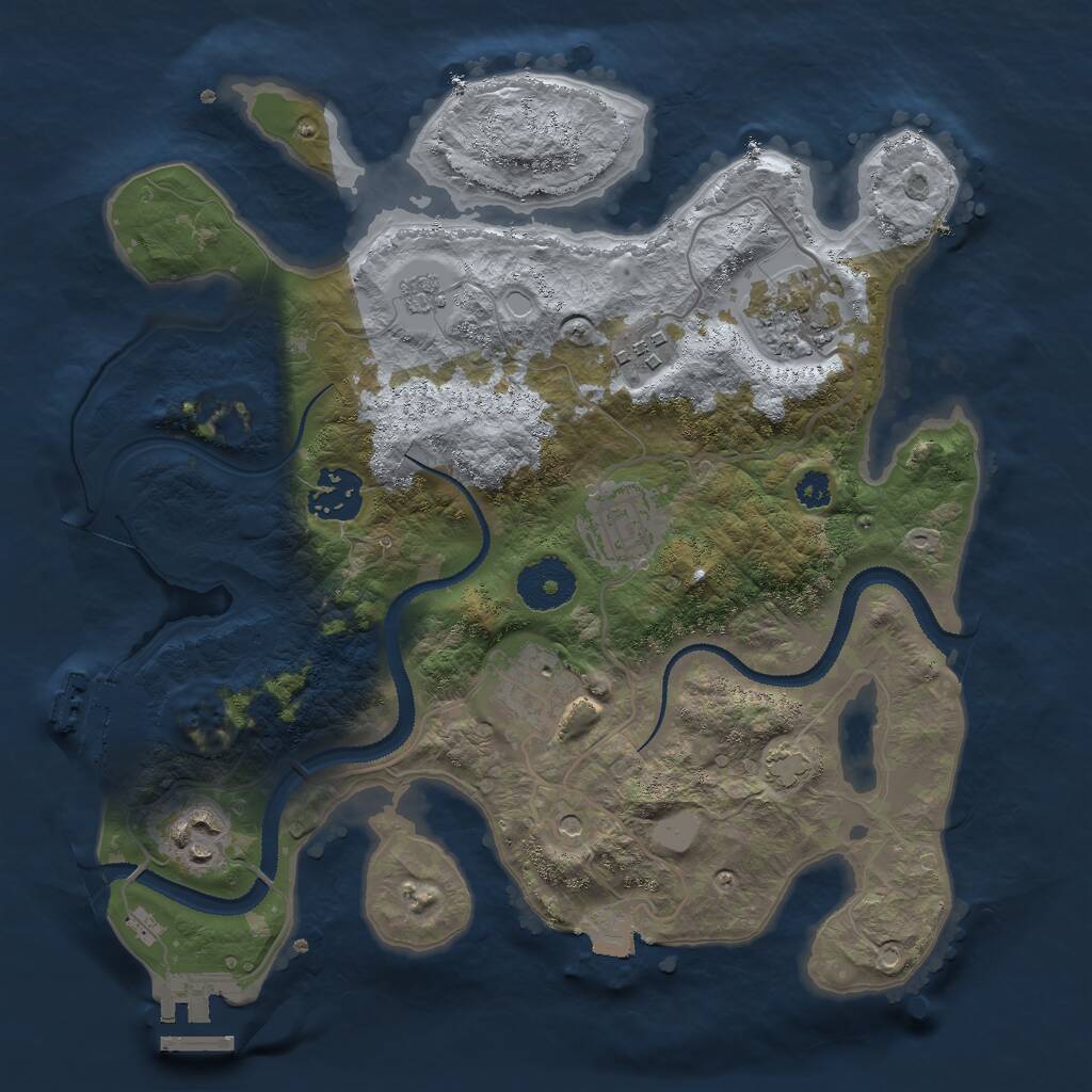 Rust Map: Procedural Map, Size: 3000, Seed: 1687512003, 12 Monuments