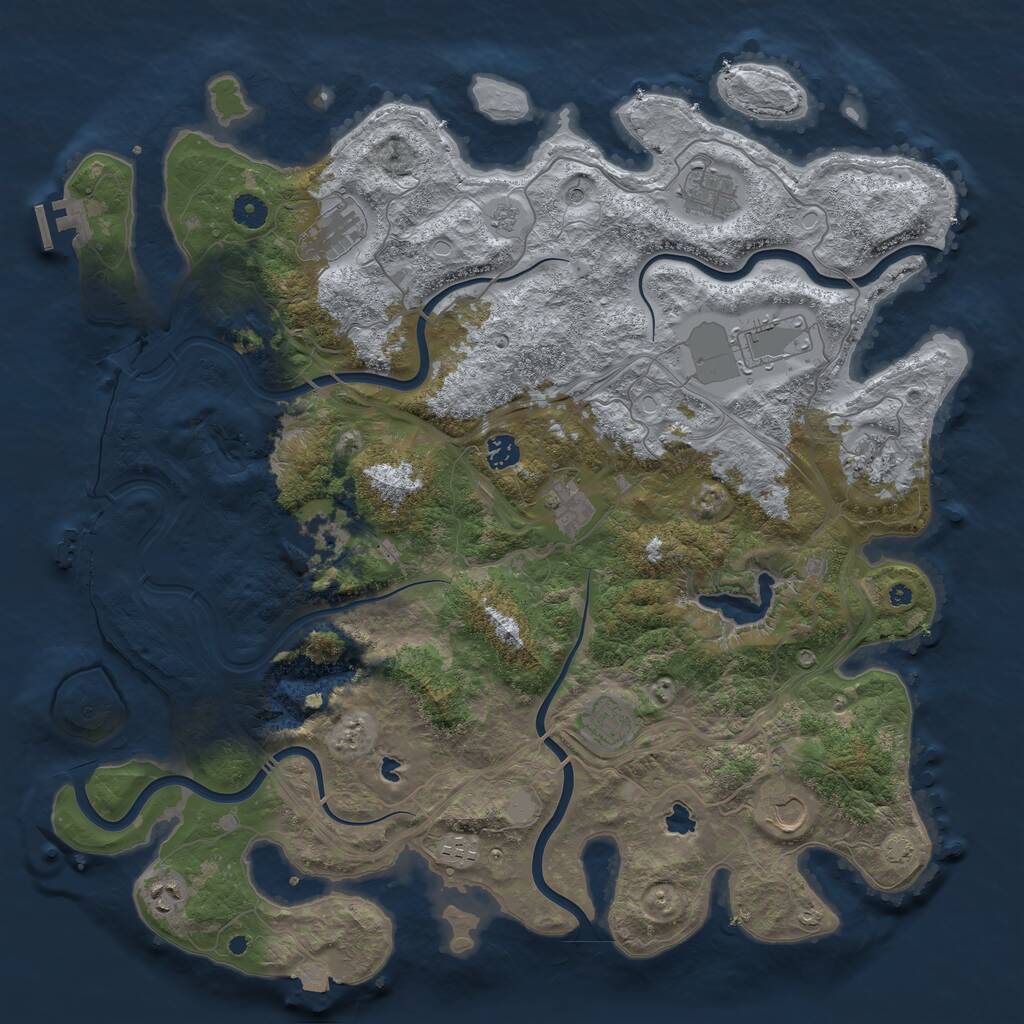 Rust Map: Procedural Map, Size: 4500, Seed: 318846526, 17 Monuments