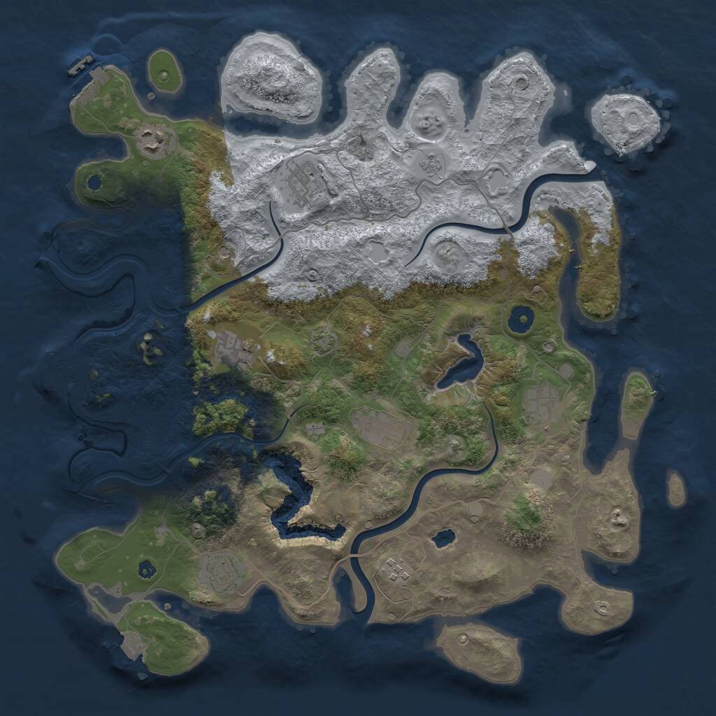 Rust Map: Procedural Map, Size: 4000, Seed: 1036829097, 13 Monuments