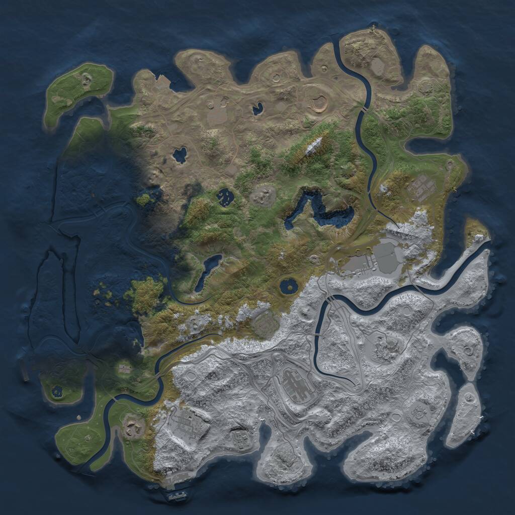 Rust Map: Procedural Map, Size: 4500, Seed: 261, 17 Monuments