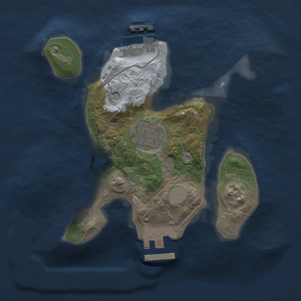 Rust Map: Procedural Map, Size: 2000, Seed: 1643866662, 5 Monuments