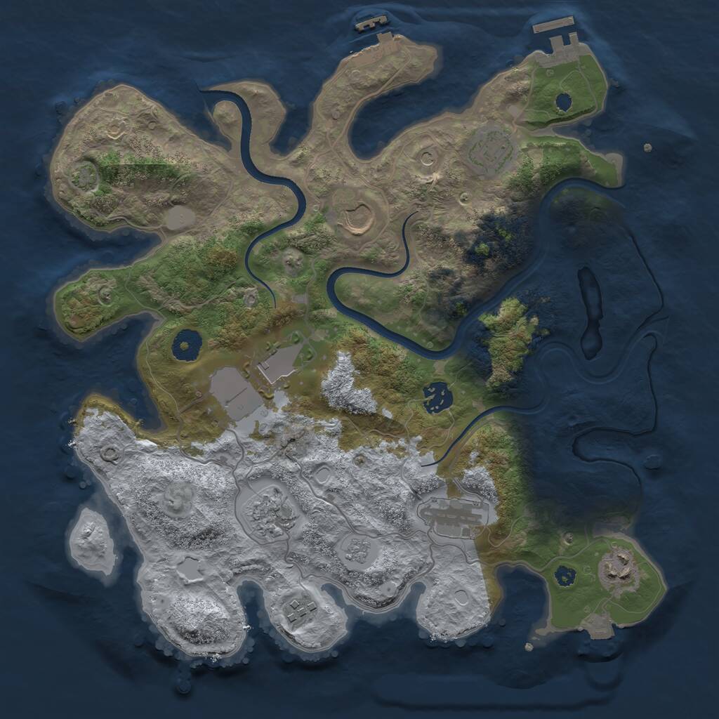 Rust Map: Procedural Map, Size: 3500, Seed: 24873951, 14 Monuments